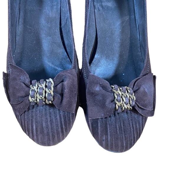 Stuart Weitzman Brown Frobozzie Chain Detail Wedges Women Sz 6.5 - Picture 8 of 12